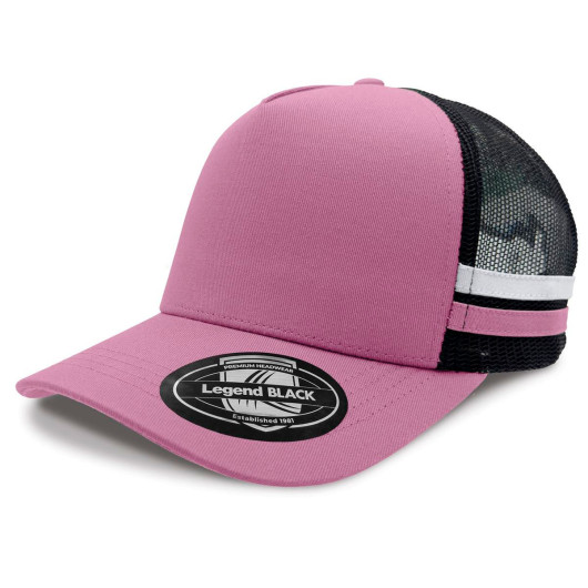Pink White Striped Trucker Caps
